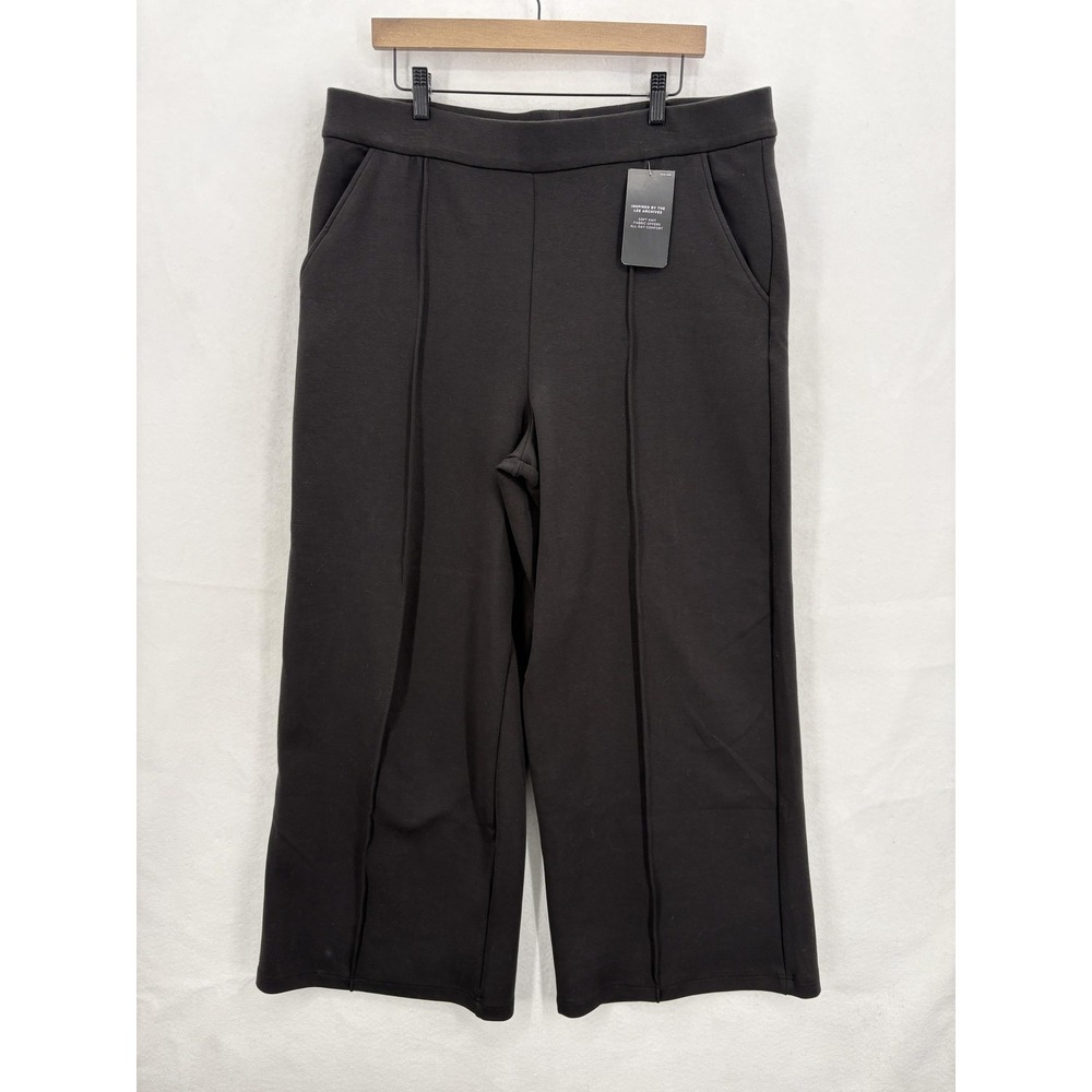 Lee Pants Womens 18 Black Wide Leg High Rise Knit Pull On Stretch Sweatpants NWT